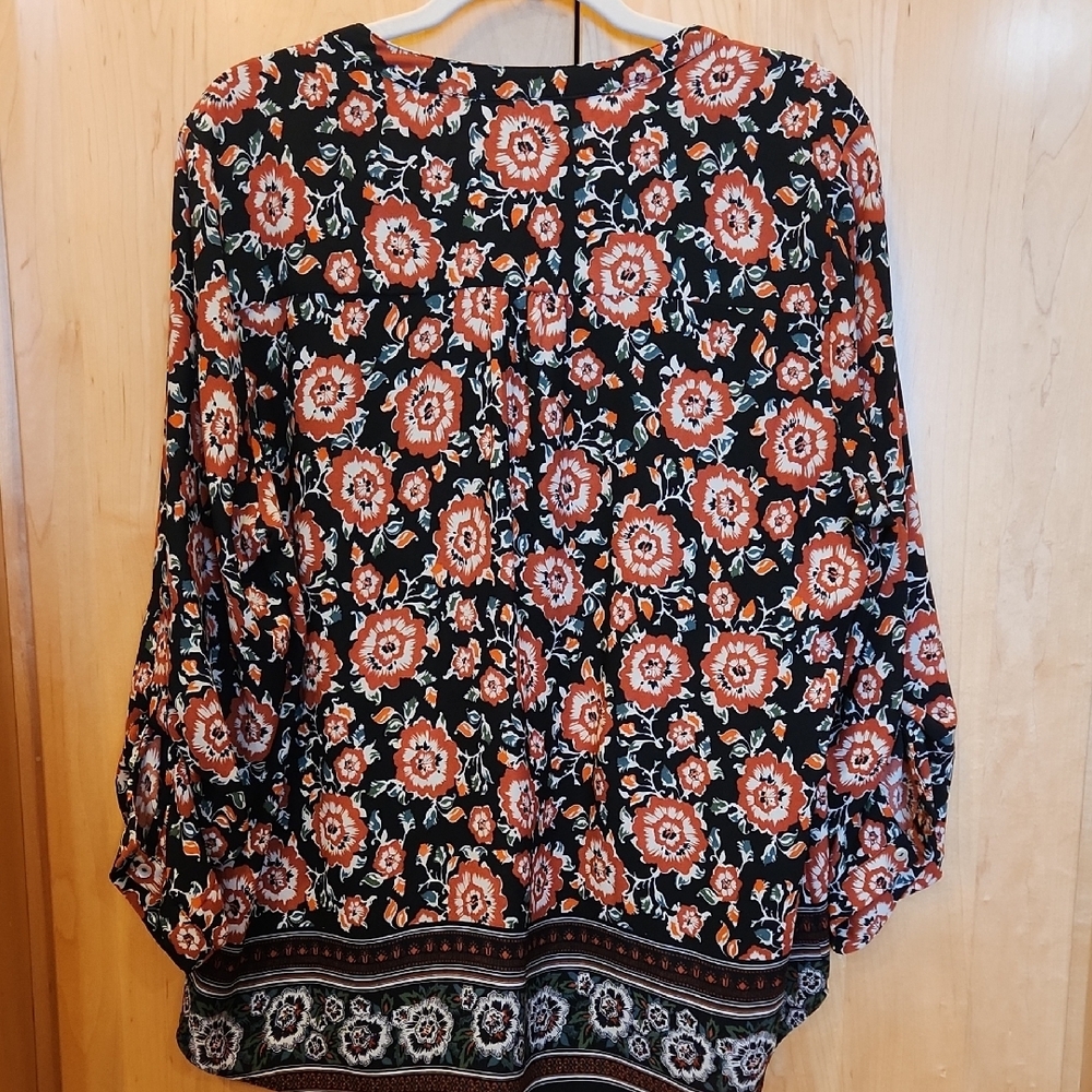 Black Rainn Black and Orange Floral Blouse- Lowest Price - Picture 7 of 10